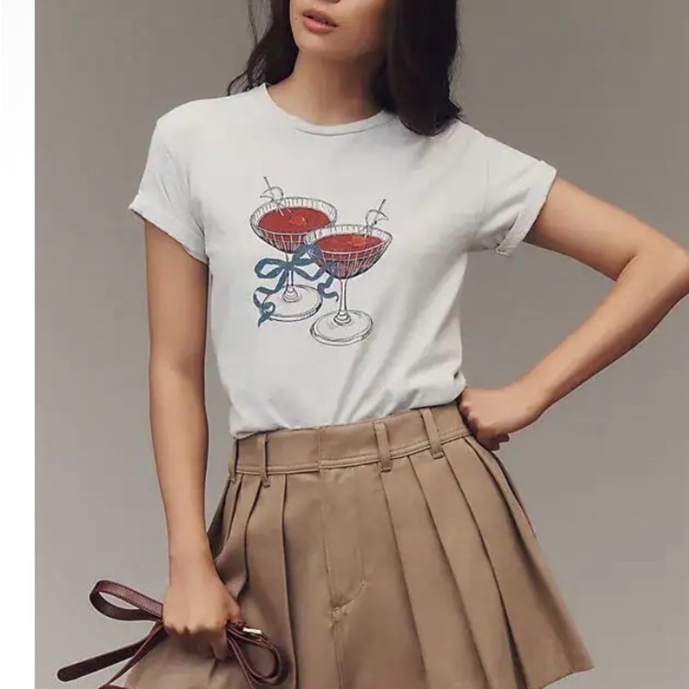 NEW NWT Anthropologie Cocktail Graphic Tee size XS